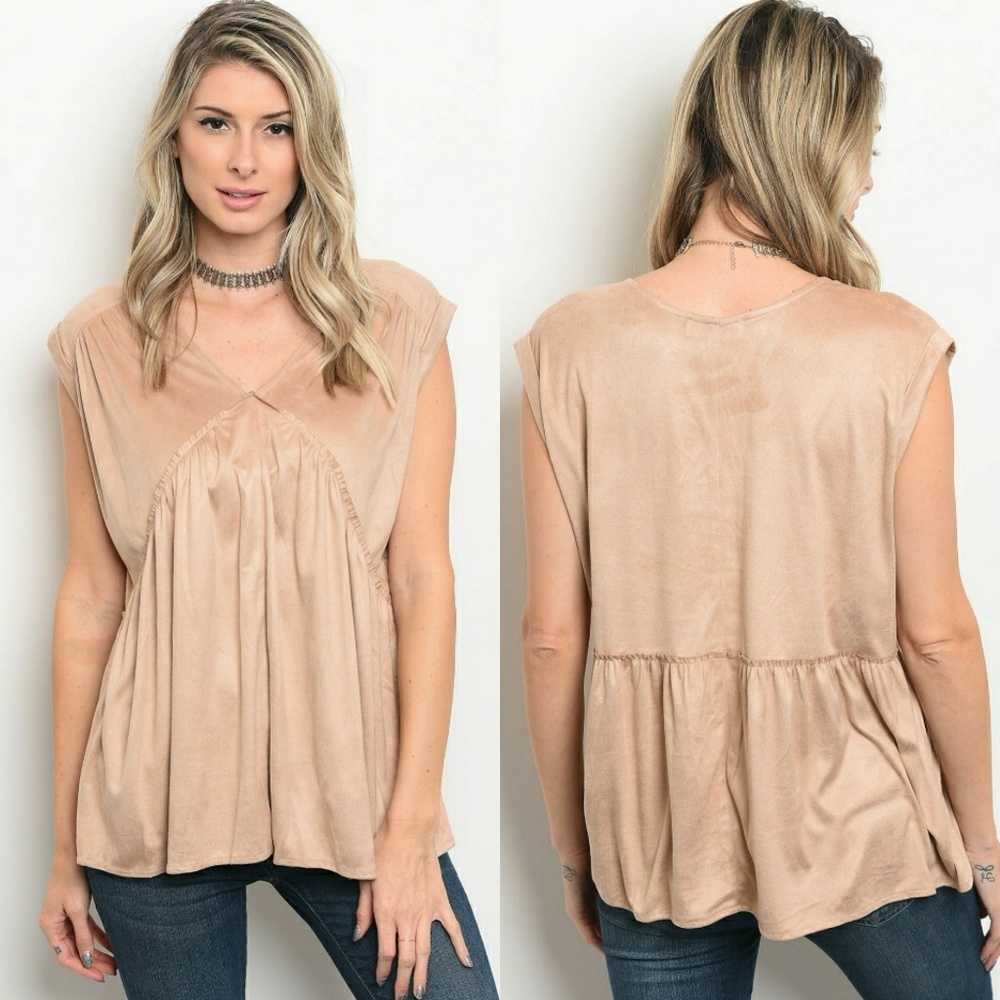 Per-suede me top- Taupe